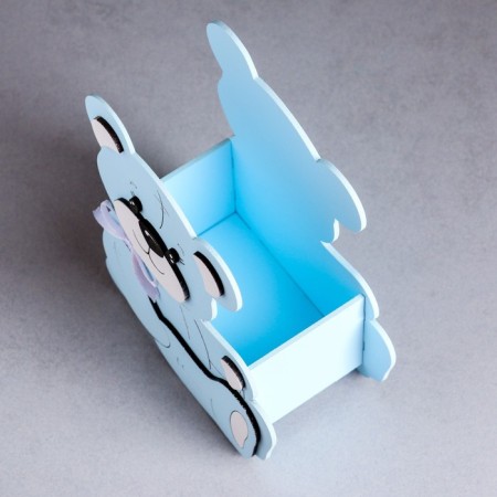 Kashpo wooden "Mishutka" Small, 13.5x7x16.5 cm, oak, blue-2
