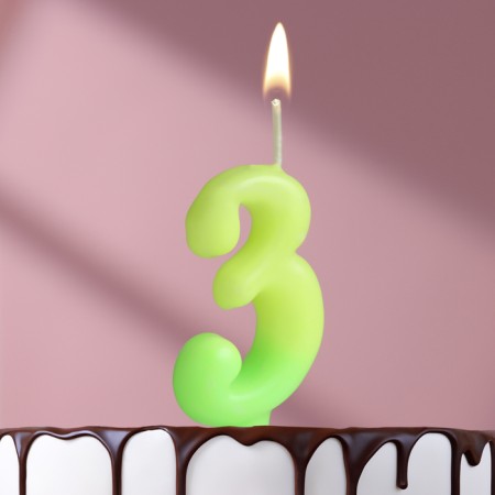 Candle for cake the number "Luminescent", 5.5 cm, number "3"
