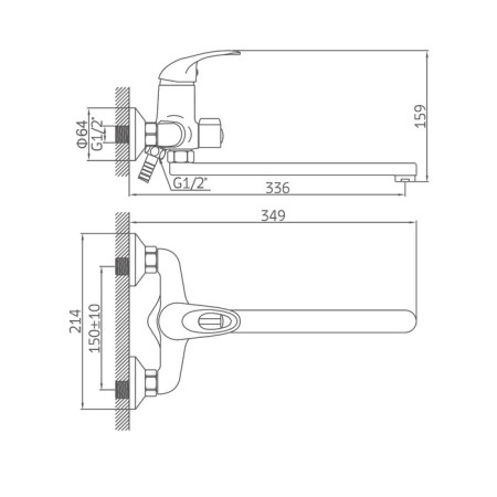 Accoona A7152 bath mixer, one -leaf, pour 300 mm, with a shower set, chrome-8