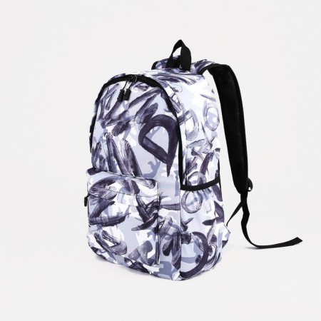 School backpack from textiles on lightning, 3 pockets, black color-2
