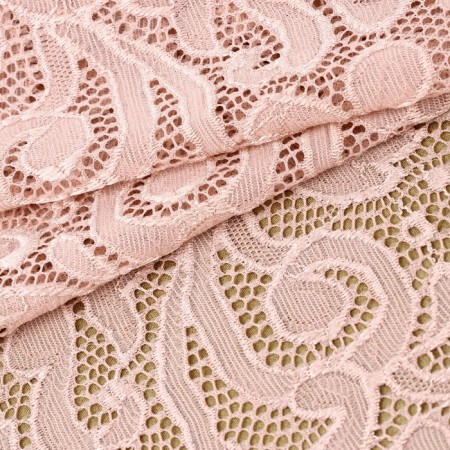 Lace elastic fabric, 170 mm × 2.7 ± 0.5 m, pink-beige color-1