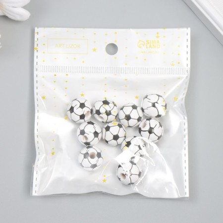 Bead wood for creativity "football" d = 1.6 cm set 10 pcs-2