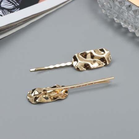 Invisibility for hair "Bente" (set 2 pcs) oval, 6 and 5 cm, gold-1