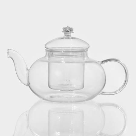 Hot kettle with glass sieve "Valencia with Rose", 600 ml