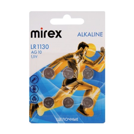 Alkalin battery Mirex, LR1130, AG10, 1.5V, BLISTER, 6 pcs-2
