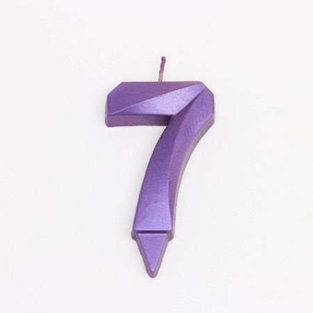 Candle in the Cake "Fine", number "7", purple metallic, 6.5 cm-2