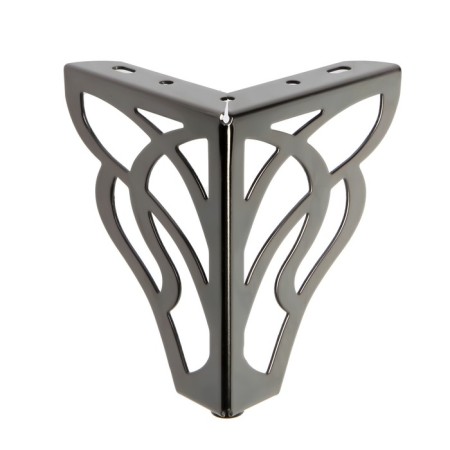 Furniture support cappio carved OP02, h = 130 mm. 10 mm, glossy black color