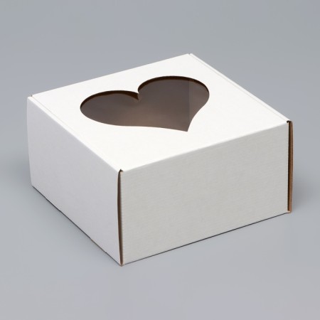 Box for the cake, with a window, "heart", 20 x 20 x 10 cm-1