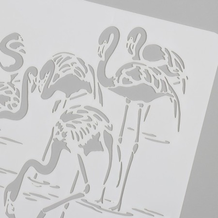 Flamingo plastic stencil 15x15 cm-2
