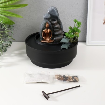 The desktop fountain from the network, backlight "Stones Garden" 21x21x21 cm-8
