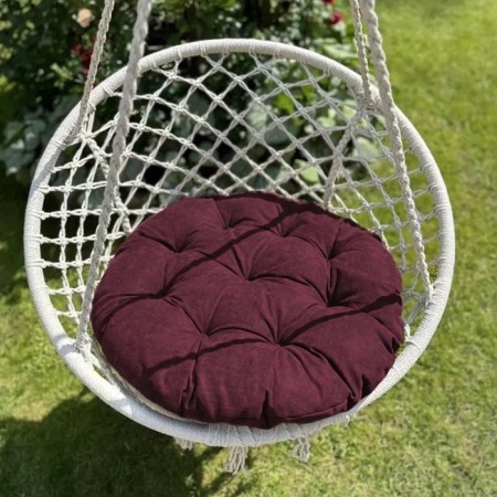 Pillow for swing "Tina", diameter 60 cm, burgundy color-1