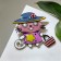 Multiple brooch "Madame cat", colored in ferrous metal