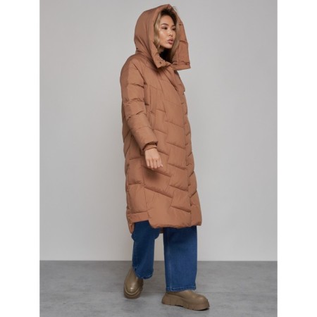 Coat insulated winter female, size 48, brown color-5