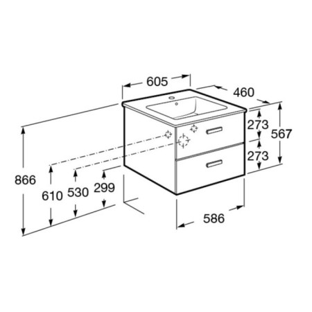 Roca Victoria Nord sink module, size 60 x 45 cm, white color-1