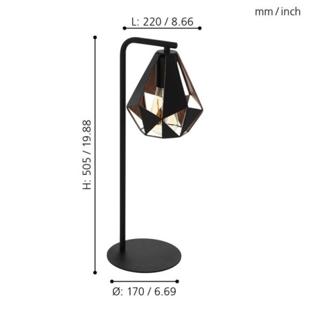 Carlton 4, 1x60W E27 table lamp, black color-2