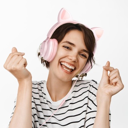 Hoco W36 headphones, wired, invoices, microphone, 1.2 m, pink-2
