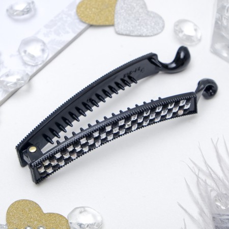 Hair banana "Geometry" Chess, 9.5 cm, black-1