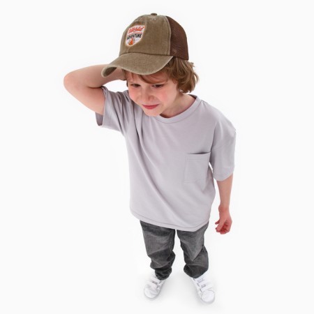 Baby cap for a boy with a grid Adventure, Jeans, Rr. 52-54, 5-7 years old-2
