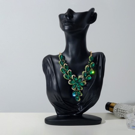 Bust for jewelry 18 × 8 × 32, hole in the ear, black color-1