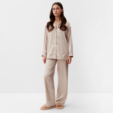 Female pajamas (shirt, trousers) KAFTAN "Leopard", Coffee, p.40-42