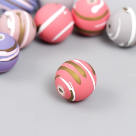 Acrylic beads "Striped Balls" set 10 pcs mix 1.6x1.6x1.6 cm-2