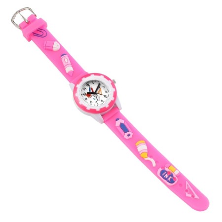 Watch of nursery, "artist", D-3 cm, strap silicone L-20 cm, pink-2