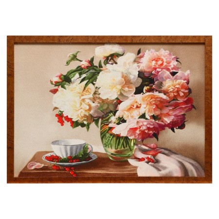 Tapestry "Piones in a vase" 53*73 cm frame mix