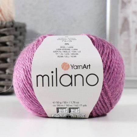 Yarn "Milano" 8%alpaca, 20%wool, 8%viscose, 64%acrylic 130m/50g (861 lingonberries)