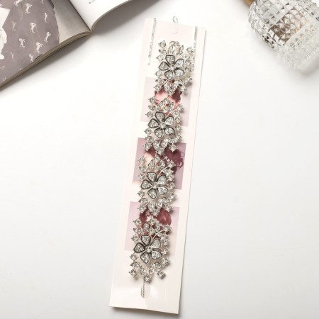 Hair accessory "Zara" Flowers, 23x3.5 cm, silver-1