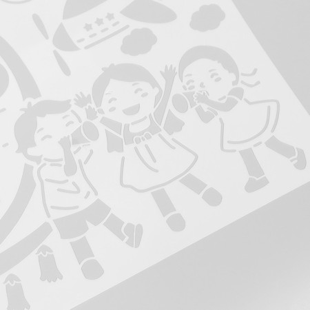 Stencil "Little Travelers" with lines set of 8 pcs 27x38.3 cm-1