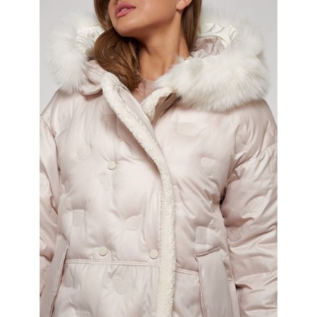 Coat insulated winter female, size 46, beige color-7