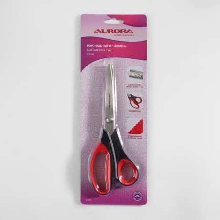 Scissors "Wave", 9 ", 23 cm, step - 7 mm, black/red color-5