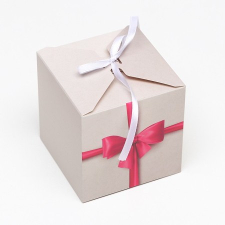 The box is folding, square pillow, "pink bow" 10 x 10 x 10 cm,-1