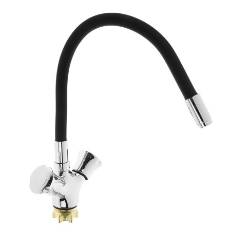 ACCOONAA4883F kitchen mixer, two -wound, silicone spout, silumin, black/chrome-1