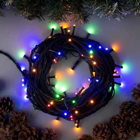 Garland “thread” 10 m, IP44, UMS, dark thread, 72 smd-led, glow of multi, 220 V