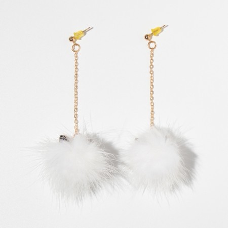 Earrings "New Year" pompons, black and white color in gold-3