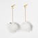 Earrings "New Year" pompons, black and white color in gold