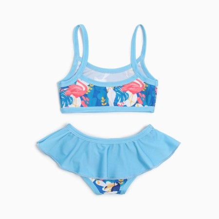 Separate swimsuit, blue/flamingos color, height 110 cm-8