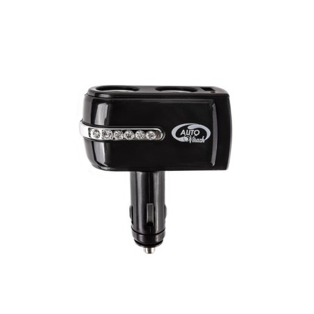 Autovirazh cigarette lighter 1000 mA, 12/24 V, 2 devices +1 USB 5V
