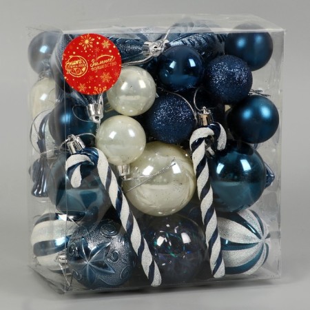 Set of jewelry plastic 40 pcs "Winter Joy" White-blue-1