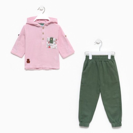 Kit for girls (blouse/pants), pink color/hacks, height 92cm