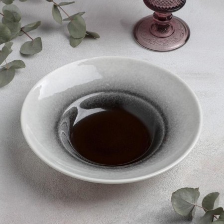 Porcelain plate for Magistro paste "Siam", 270 ml, d = 22 cm, color gray color