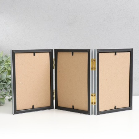 Photo frame plastic 10x15 cm, triple vertical, silver-2
