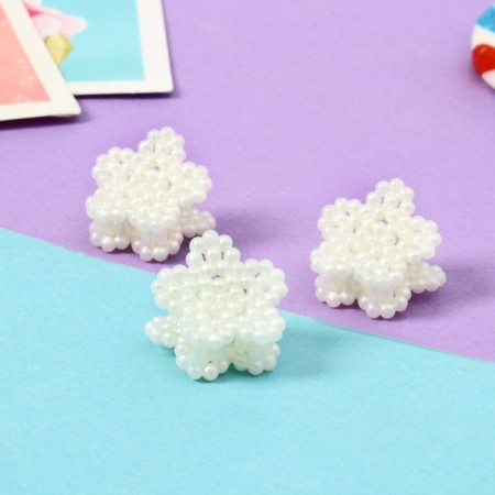 Hair crab "Beatrice Bunny" (set of 5 pcs) chamomile, 3 cm, white-1