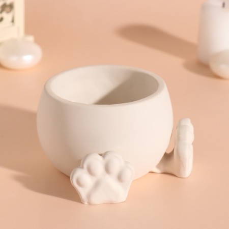 Circular candlestick with paws 7*12.5 cm white-2