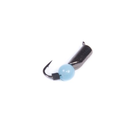Mormyshka tungsten "column" with an ear, blue beads, cat eyes, weight 0.9 g, 080/030/12