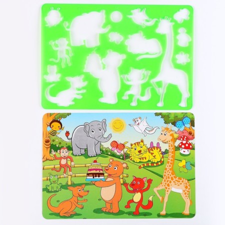 Stencil for kids "funny animals" with coloring