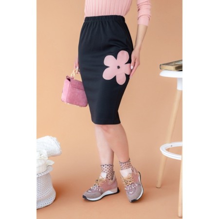 Female skirt, size 44, black/pink color-2