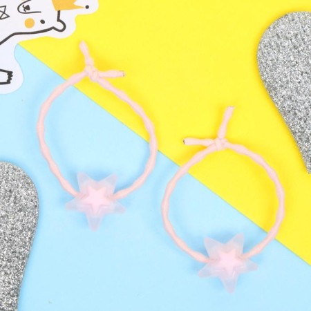Hair elastic band "Cuckus" (set 2 pcs) stars, 3 cm, mix-1