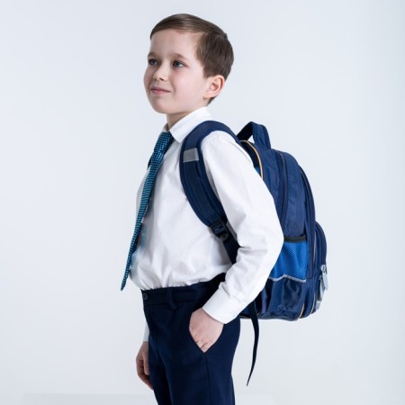 School backpack, 36 x 23 x 13 cm, ergonomic back, calligrata n "Hakki", blue-10